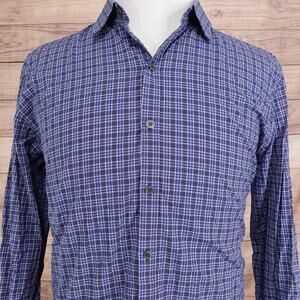 Zachary Prell Shirt Mens XL Blue Plaid Long Sleeve Button Front Cotton Casual